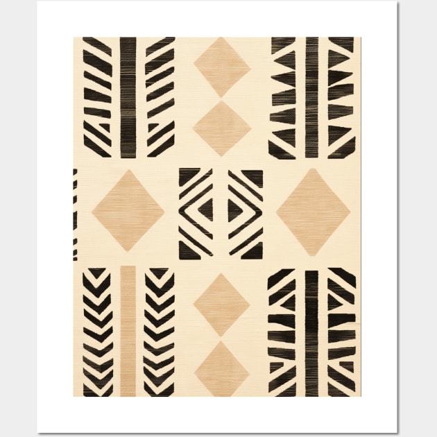 Yellow Beige Mud Cloth Pattern Wall Art by Trippycollage